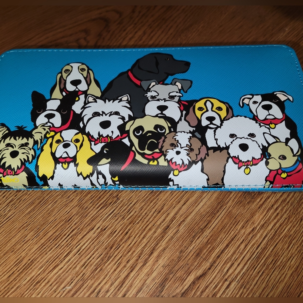Marc Tetro  Dog group Zip Around Wallet Blue LIKE NEW